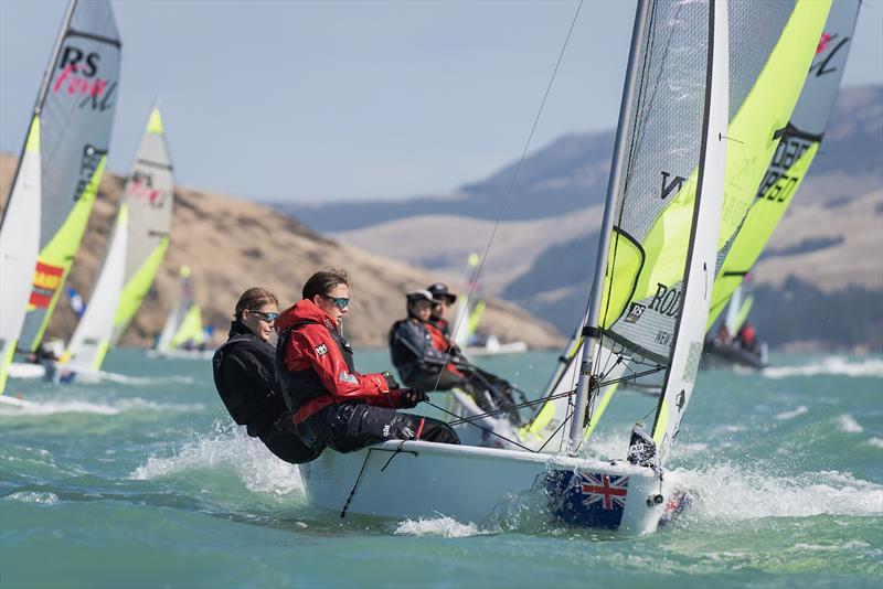 RS Fevas racing in the SailGP Inspire program - Lyttelton - March 22, 2024 photo copyright Justin Mitchell taken at Naval Point Club Lyttelton and featuring the RS Feva class