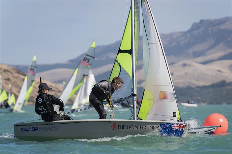 RS Fevas racing in the SailGP Inspire program - Lyttelton - March 22, 2024 photo copyright Justin Mitchell taken at Naval Point Club Lyttelton and featuring the RS Feva class