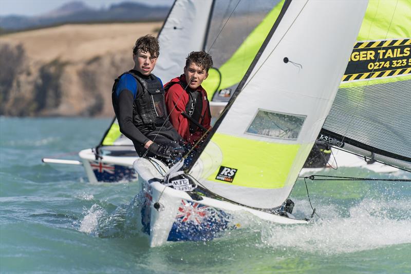 RS Fevas racing in the SailGP Inspire program - Lyttelton - March 22, 2024 photo copyright Justin Mitchell taken at Naval Point Club Lyttelton and featuring the RS Feva class