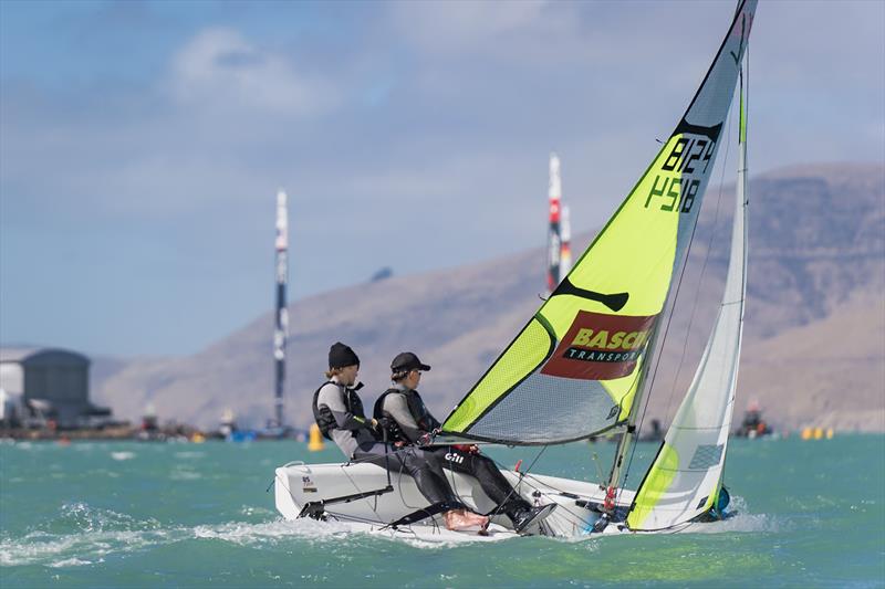 RS Fevas racing in the SailGP Inspire program - Lyttelton - March 22, 2024 photo copyright Justin Mitchell taken at Naval Point Club Lyttelton and featuring the RS Feva class