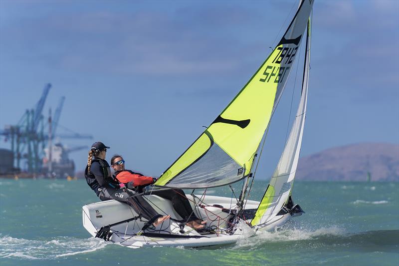 RS Fevas racing in the SailGP Inspire program - Lyttelton - March 22, 2024 photo copyright Justin Mitchell taken at Naval Point Club Lyttelton and featuring the RS Feva class