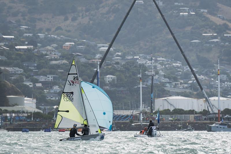 RS Fevas racing in the SailGP Inspire program - Lyttelton - March 23, 2024 photo copyright Justin Mitchell taken at Naval Point Club Lyttelton and featuring the RS Feva class