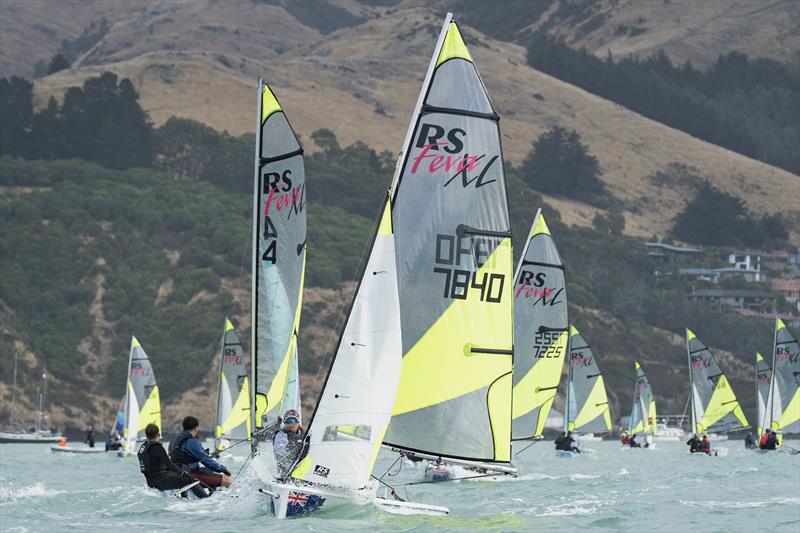 RS Fevas racing in the SailGP Inspire program - Lyttelton - March 23, 2024 photo copyright Justin Mitchell taken at Naval Point Club Lyttelton and featuring the RS Feva class