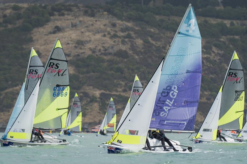 RS Fevas racing in the SailGP Inspire program - Lyttelton - March 23, 2024 photo copyright Justin Mitchell taken at Naval Point Club Lyttelton and featuring the RS Feva class