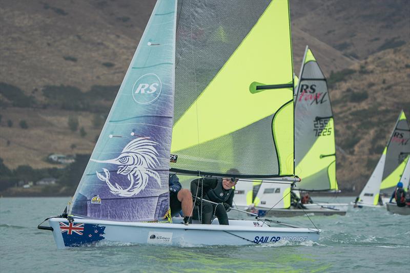 RS Fevas racing in the SailGP Inspire program - Lyttelton - March 23, 2024 photo copyright Justin Mitchell taken at Naval Point Club Lyttelton and featuring the RS Feva class