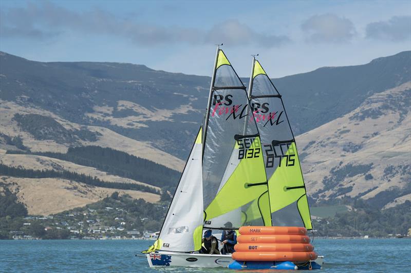 RS Fevas racing in the SailGP Inspire program - Lyttelton - March 23, 2024 photo copyright Justin Mitchell taken at Naval Point Club Lyttelton and featuring the RS Feva class