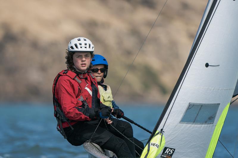 RS Fevas racing in the SailGP Inspire program - Lyttelton - March 23, 2024 photo copyright Justin Mitchell taken at Naval Point Club Lyttelton and featuring the RS Feva class