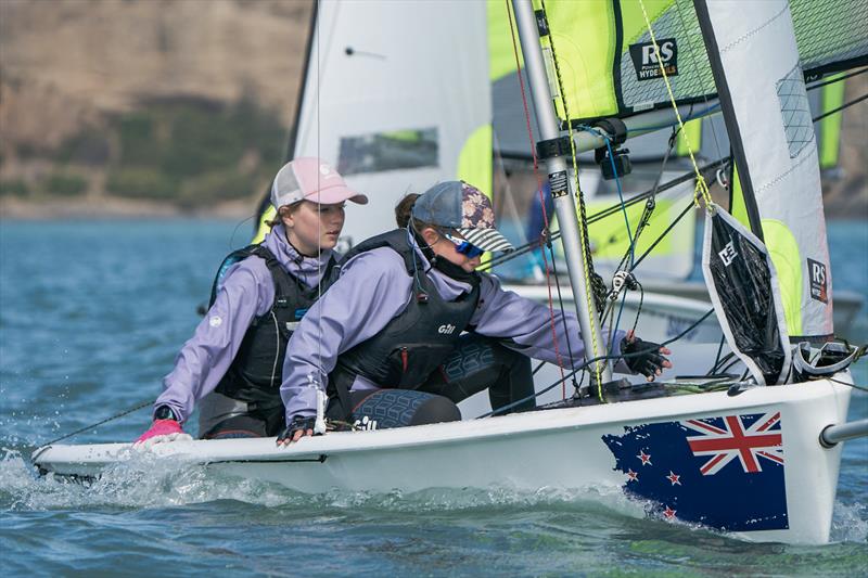 RS Fevas racing in the SailGP Inspire program - Lyttelton - March 23, 2024 photo copyright Justin Mitchell taken at Naval Point Club Lyttelton and featuring the RS Feva class