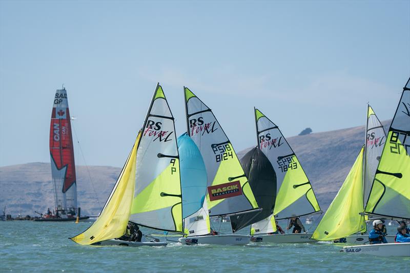 RS Fevas racing in the SailGP Inspire program - Lyttelton - March 23, 2024 photo copyright Justin Mitchell taken at Naval Point Club Lyttelton and featuring the RS Feva class