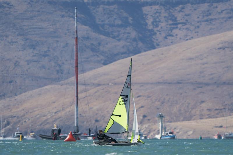 RS Fevas racing in the SailGP Inspire program - Lyttelton - March 23, 2024 photo copyright Justin Mitchell taken at Naval Point Club Lyttelton and featuring the RS Feva class