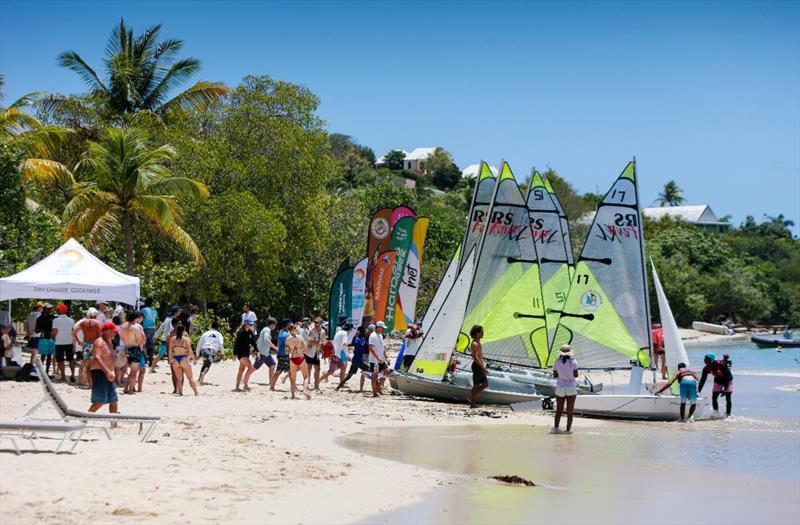 Lay Day fun and games - Antigua Sailing Week 2024 photo copyright Paul Wyeth taken at Antigua Yacht Club and featuring the RS Feva class