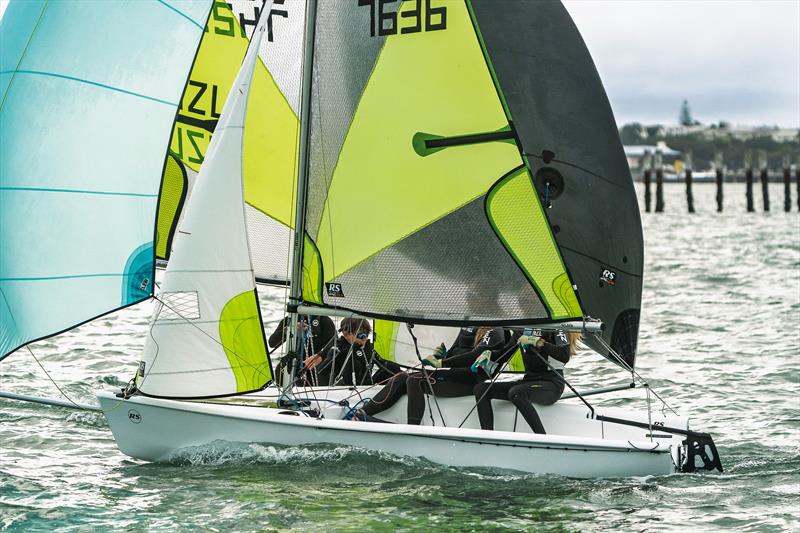 Practice racing - RS Feva - Royal Akarana YC - May 5, 2025 - photo © Justin Mitchell www.justinmitchell.co.nz - Instagram: @jl_mitchell_