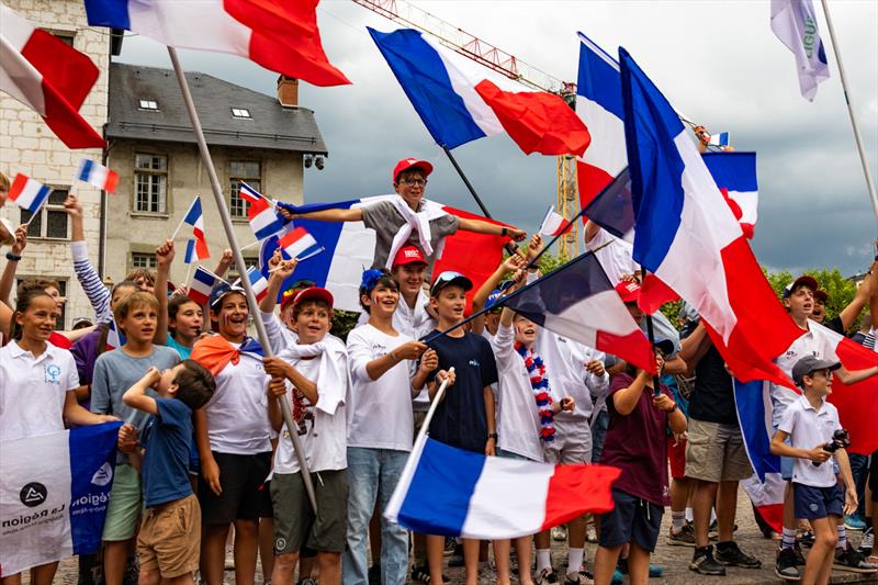 RS Feva Worlds Opening Ceremony at Aix-les-Bains, France photo copyright Oli King Photography taken at Club Nautique Voile d’Aix-les Bains and featuring the RS Feva class