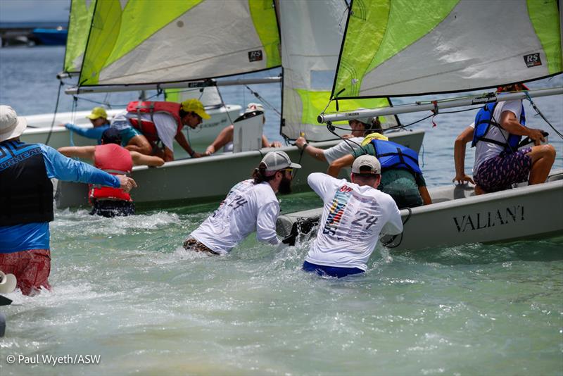 Destination shoreside activities include Dinghy team challenges photo copyright Paul Wyeth taken at Antigua Yacht Club and featuring the RS Feva class