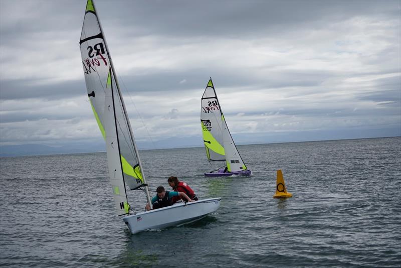 SYC's match racing answer to the America's Cup; Elise Reilly and Frazer McFadzean ahead of Hannah O'Dwyer and Maria Miken - Solway YC Cadet Week photo copyright Finlay Train taken at Solway Yacht Club and featuring the RS Feva class
