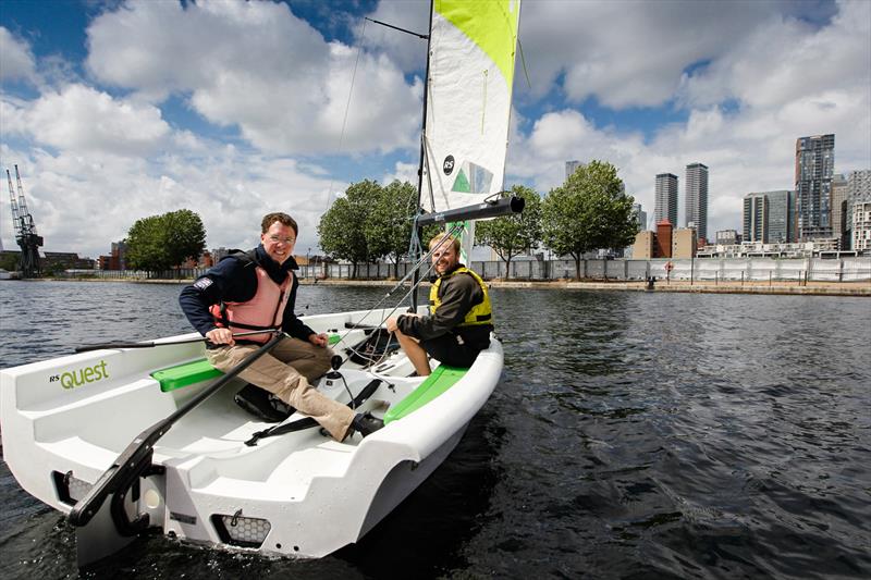 Maritime Minister, Robert Courts MP, afloat at Docklands Watersports Centre photo copyright Paul Wyeth / RYA taken at  and featuring the RS Quest class