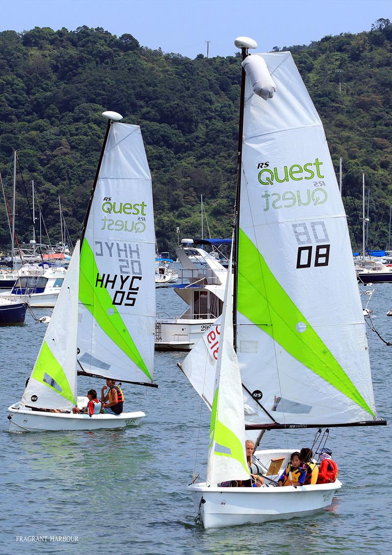 Two RS Quests approach the finish - Bart's Bash Regatta 2019 photo copyright Fragrant Harbour taken at Hebe Haven Yacht Club and featuring the RS Quest class