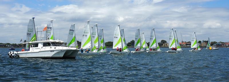 A tight start of the Quest fleet in Race 5 - 94th Stonehaven Cup photo copyright Ray Smith taken at Royal Brighton Yacht Club and featuring the RS Quest class