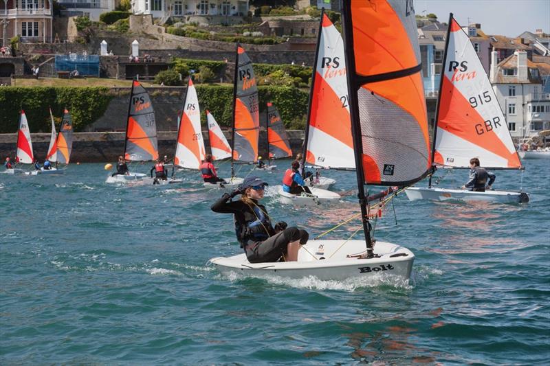Getting ready for the start during the Salcombe Junior Regatta photo copyright Clare Booth taken at Salcombe Yacht Club and featuring the RS Tera class