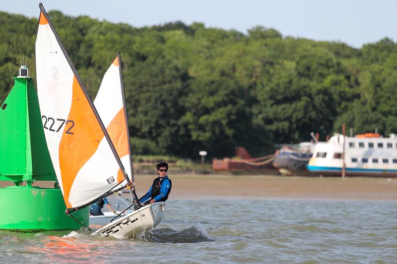 Joe Baker enjoying the fresh breeze during the KSSA Mid-Summer Regatta 2019 at Medway YC photo copyright Jon Bentman taken at Medway Yacht Club and featuring the RS Tera class