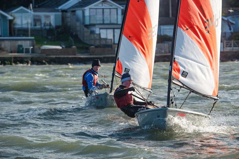 Killian Boag (2nd overall) leads Thomas Leather during the Isle of Wight Tera Championships photo copyright Patrick Condy taken at Gurnard Sailing Club and featuring the RS Tera class