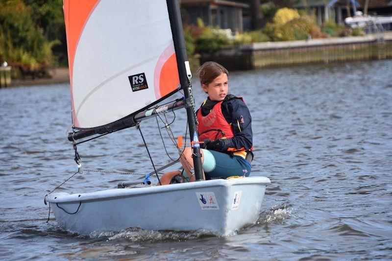Emily Hooton, age 10, concentrates hard for her next manoeuvre - 28th Broadland Youth Regatta photo copyright Trish Barnes taken at Waveney & Oulton Broad Yacht Club and featuring the RS Tera class