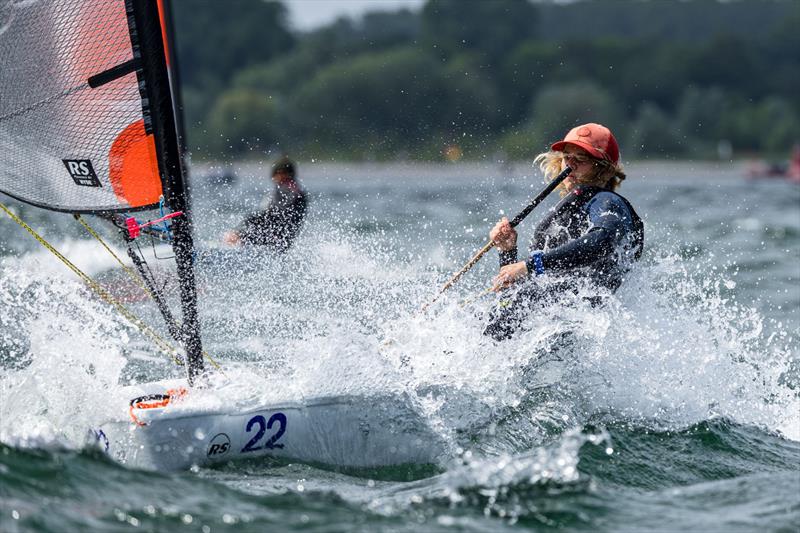 Blasting through the waves during the RS Tera Worlds during the RS Games at Travemünde Woche 2026 - photo © Phil Jackson / www.digitalsailing.co.uk/rs-games