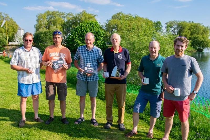 Prize Winners (from left to right):  Luke Fisher, Nick Crickmore, Andrew Appleton, Kevin Weatherhead, Alistair Sim and Matt Sim photo copyright South Cerney SC taken at South Cerney Sailing Club and featuring the RS Vareo class