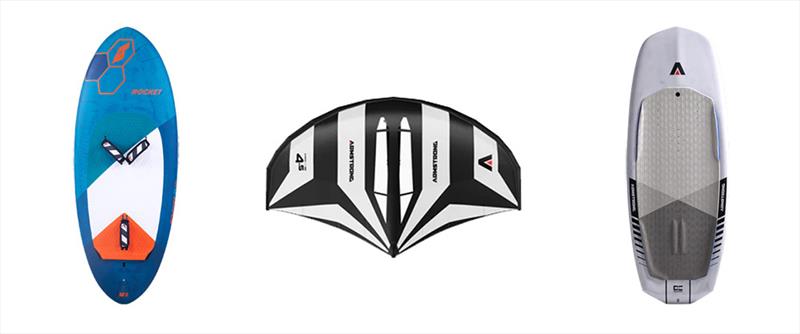 (L to R) The Tabou Rocket Wingfoil Board, Armstrong XPS Wing MkII and Armstrong FG Wingfoil Board from The OTC - photo © The OTC