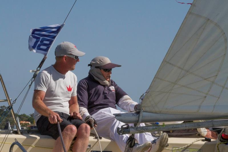 A past champion in the S80 class, Lovelady had an interesting tussle with Mark Robin – S80 Legends Race photo copyright Bernie Kaaks taken at Royal Perth Yacht Club and featuring the S80 class