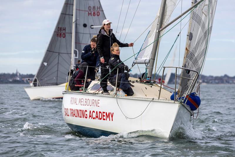 The young hot shots on Hot Shot - leader of the S80 division - Australian Women's Keelboat Regatta photo copyright Andrea Francolini / AWKR taken at Royal Melbourne Yacht Squadron and featuring the S80 class