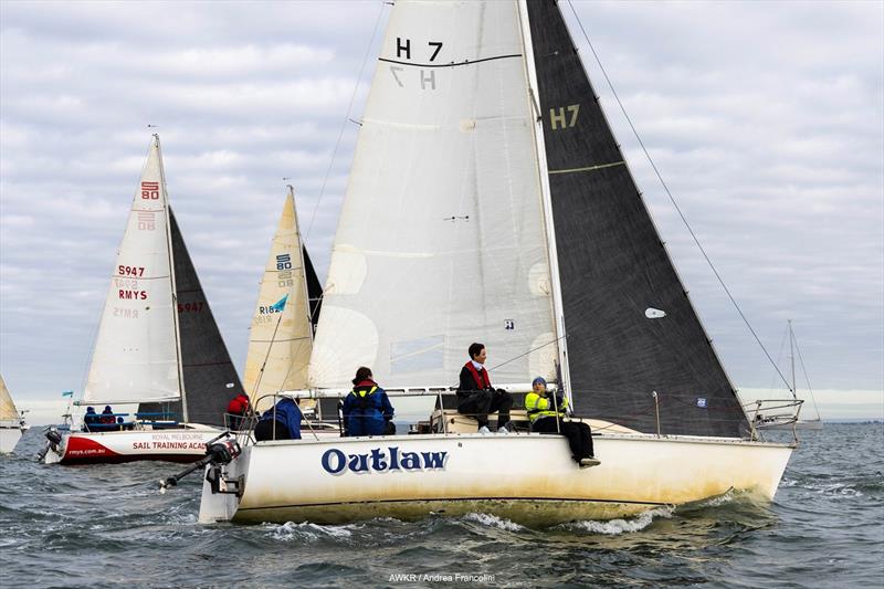 Espresso (Vic), Up N Go (Vic) and Outlaw (NT) fight it out up the work - Australian Women's Keelboat Regatta - photo © Andrea Francolini / AWKR