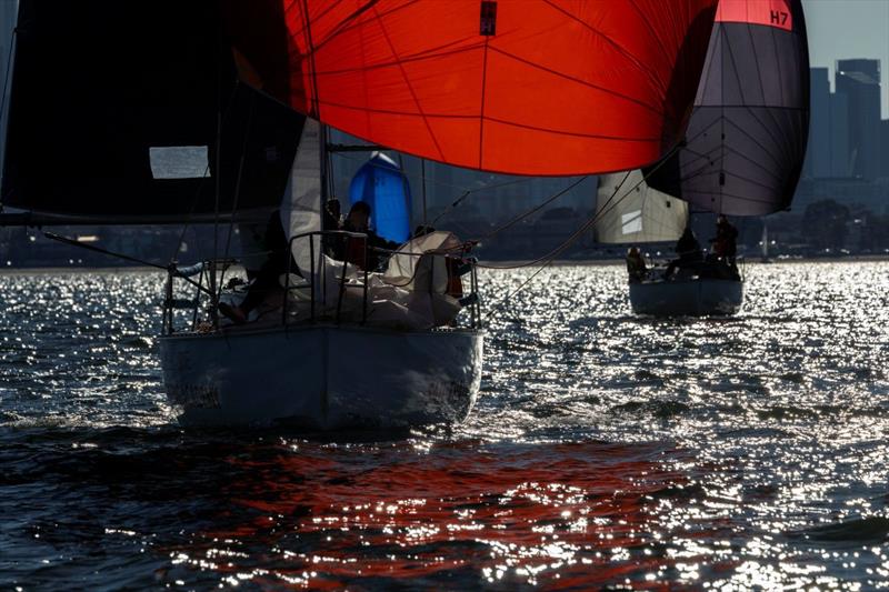 S80s Espresso and Outlaw looking good with kites flying - 2026 Australian Women's Keelboat Regatta Day 3 - photo © Andrea Francolini / AWKR