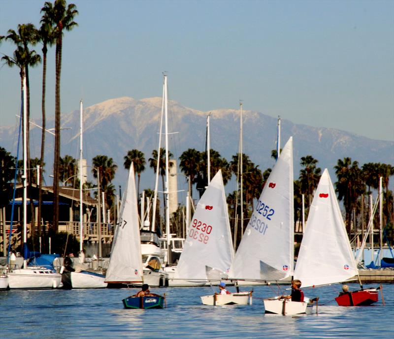Sabots started first and led for a little while in the Alamitos Bay Boxing Day Regatta photo copyright Rich Roberts taken at Alamitos Bay Yacht Club and featuring the Sabot class