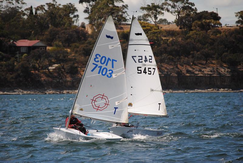 Surfing Sabots in Hobart photo copyright Peter Campbell taken at Royal Yacht Club of Tasmania and featuring the Sabot class