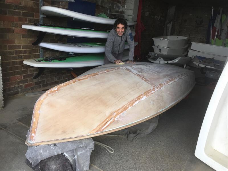 Luis working on his boat photo copyright Jarka Kluth taken at  and featuring the Sabre class