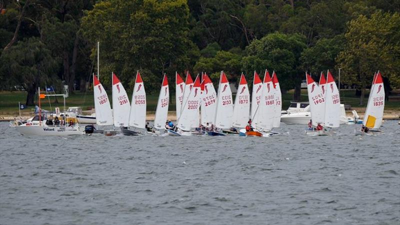 Sabre start Heat 3 photo copyright Lindsay Preece / Ironbark Photos taken at Perth Dinghy Sailing Club and featuring the Sabre class