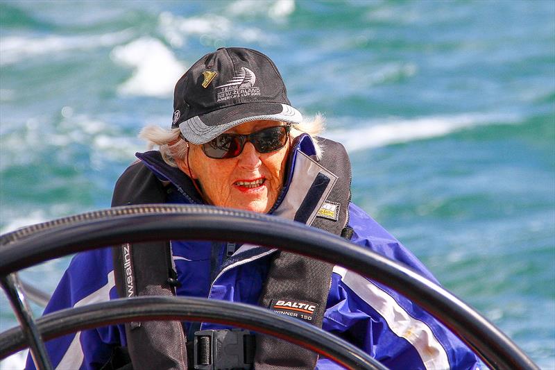 Jo Gladwell (1922-2019) long time America's Cup fan - sailing on an IACC yacht in Auckland the day before her 90th birthday. - photo © Richard Gladwell Sail-World.com