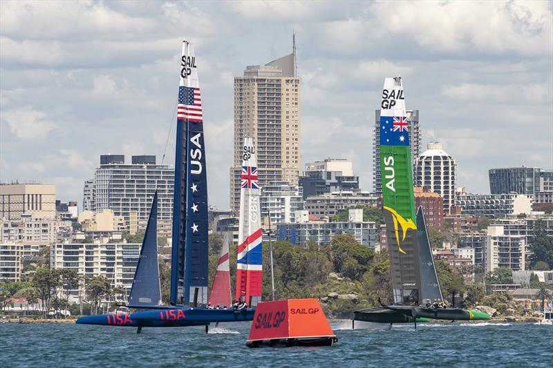 SailGP Practice race day. SailGP USA SailGP GBR Team, Team and SailGP Australia Team photo copyright SailGP Communications taken at  and featuring the  class