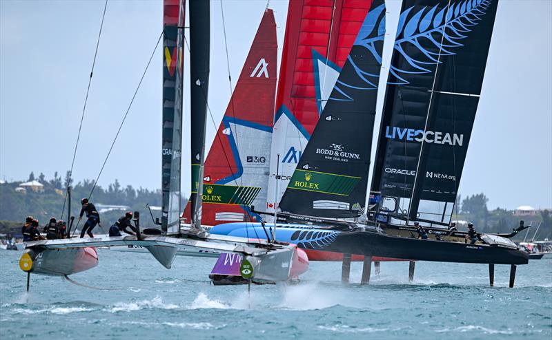 Switzerland SailGP Team, Canada SailGP Team and New Zealand SailGP Team in action on Race Day 1 of Bermuda SailGP , Season 3, in Bermuda. 1 May 2022 - photo © Ricardo Pinto/SailGP