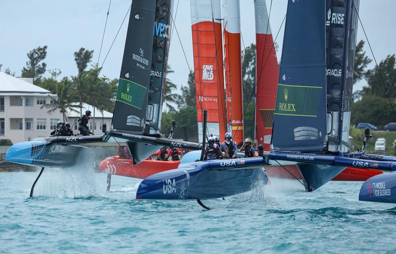 New Zealand SailGP Tea Spain SailGP Team chase USA SailGP Team helmed by Jimmy Spithill ion Race Day 1 of Bermuda SailGP,  Season 3, in Bermuda. May 2022  - photo © Simon Bruty/SailGP