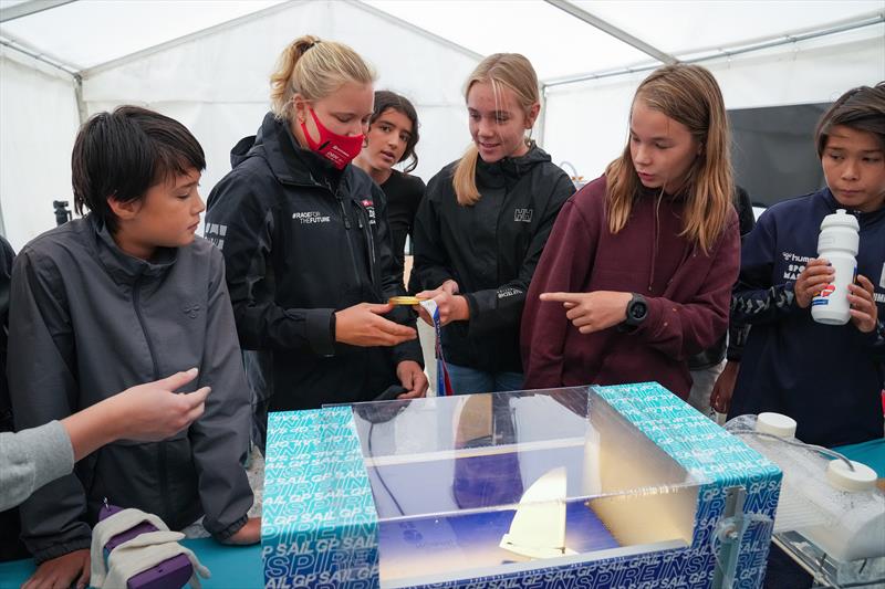 Danish school pupils hold the gold Olympic medal of Anne-Marie Rindom from Denmark SailGP Team  - photo © Thomas Lovelock/SailGP