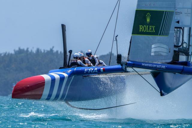 France SailGP Team helmed by Quentin Delapierre in action on Race Day 2 of Bermuda SailGP presented by Hamilton Princess, Season 3, in Bermuda. 15th May . Photo: Thomas Lovelock for SailGP. Handout image supplied by SailGP photo copyright Thomas Lovelock for SailGP taken at Yacht Club de France and featuring the  class