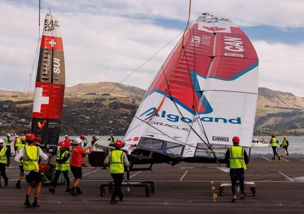 Tyler with the Tech Team in Lyttelton for the ITM Christchurch Sail Grand Prix event photo copyright SailGP taken at Royal New Zealand Yacht Squadron and featuring the  class