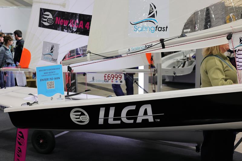 Element 6 Evolution ILCAs and competiton time on the Sailingfast stand during the RYA Dinghy & Watersports Show 2026 - photo © Mark Jardine