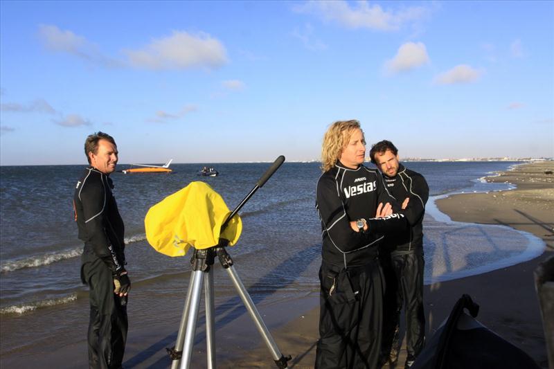 Patchy winds in Walvis Bay don't provide record conditions for Vestas Sailrocket photo copyright Helena Darvelid / Sailrocket taken at  and featuring the Sailrocket class