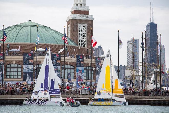 Close to shore action at the end of Navy Pier teh final day of Chicago Match Cup  © Brian Carlin/AWMRT http://www.wmrt.com/