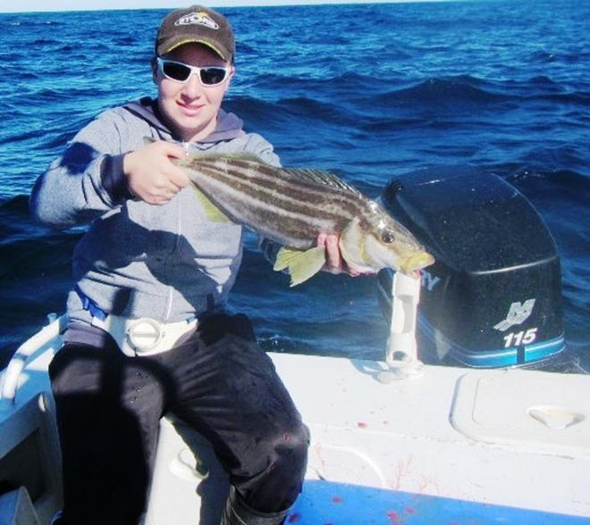Storm Eastly with a nice Tassie trumpeter off Tasman Island © Carl Hyland