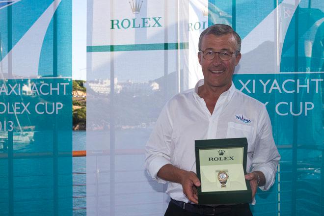 Final prize giving at YCCS Piazza Azzurra - NILAYA, Sail n: GBR 112L, Nation: GBR, Owner/Charterer: Filip Balcaen, Model: RP112 - Maxi Yacht Rolex Cup 2013 ©  Rolex / Carlo Borlenghi http://www.carloborlenghi.net