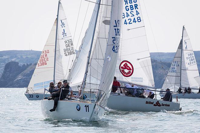 Howth Yacht Club, Co. Dublin, Ireland; Monday 26th August 2013: John Murphy and Martin Darrer’s Stouche sailing jointly for Howth and Royal Cork yacht clubs shortly after the start of the first race in the BMW J24 World Championships off Ireland’s Eye yesterday (Monday). © David Branigan/Oceansport http://www.oceansport.ie/